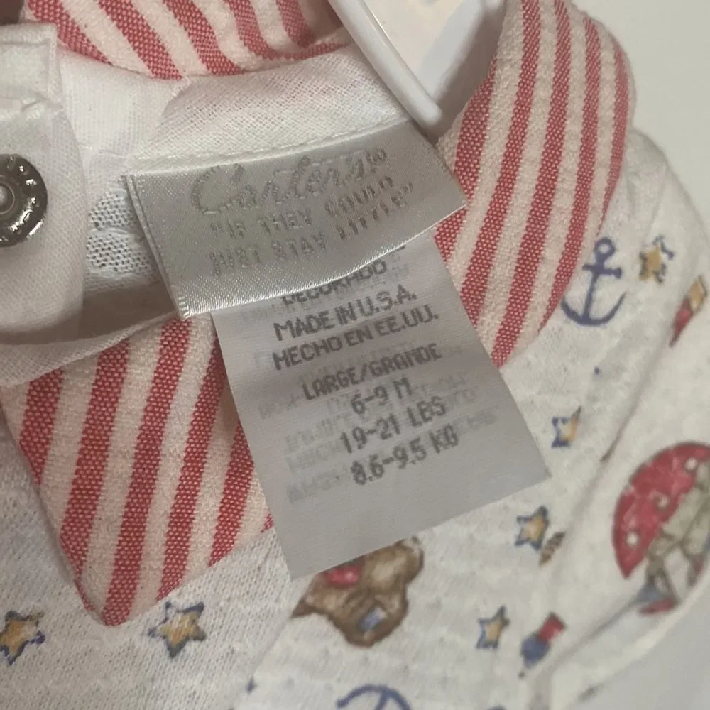 NWT Baby Boy Vintage Carter’s nautical patriotic Onesie romper Bear 6-9m months